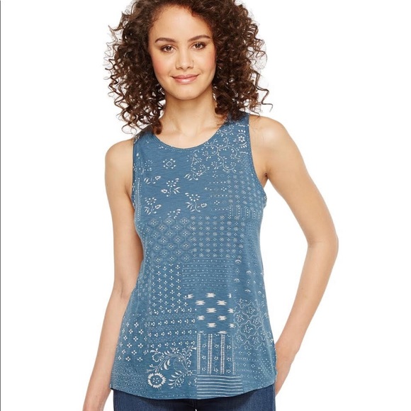Lucky Brand Tops - Lucky Brand Boro Patchwork Tank Blue Size Medium